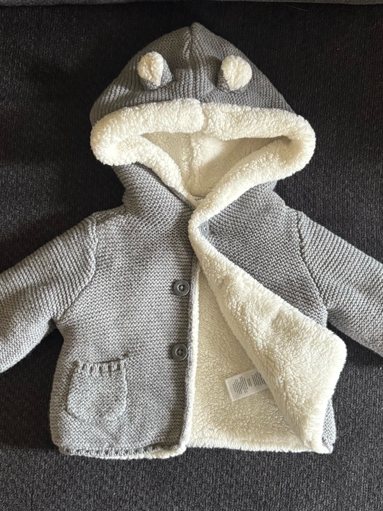 Carter's Other - Carter's Gray Knit Hooded Jacket with Cream Sherpa Lining